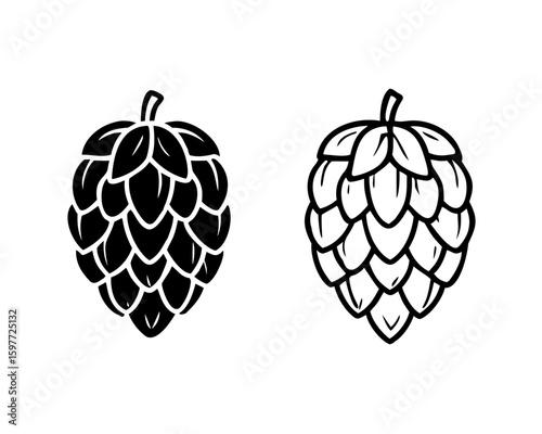 Hop icon isolated on white. Beer hop brewing emblem icon label logo, Vector illustration.