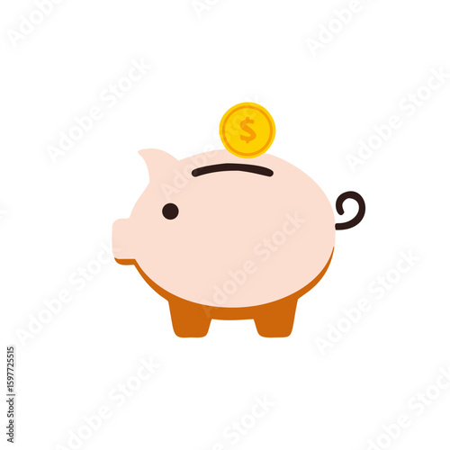 Piggy bank vector icon, isolated on white background.