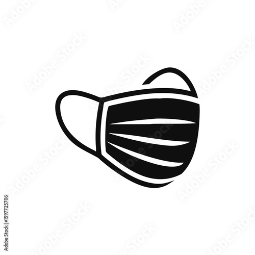 mask icon in flat style, respiratory and protection face mask ppe isolated on white background, virus protection business concept