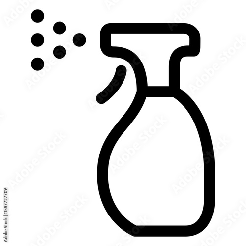 Logo higiene y limpieza. Icono pulverizador con líneas y gotas de líquido 