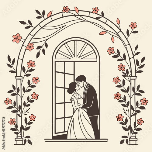 bride and groom kissing