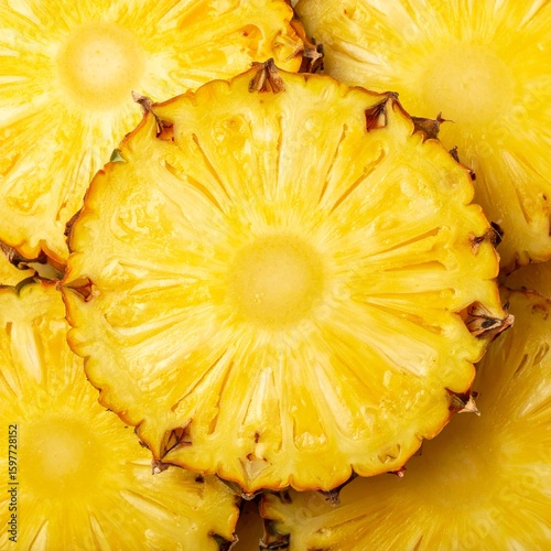  pineapple slices fruits, full frame