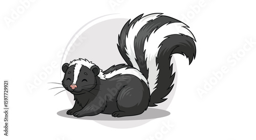 Cartoon Skunk with Striped Tail