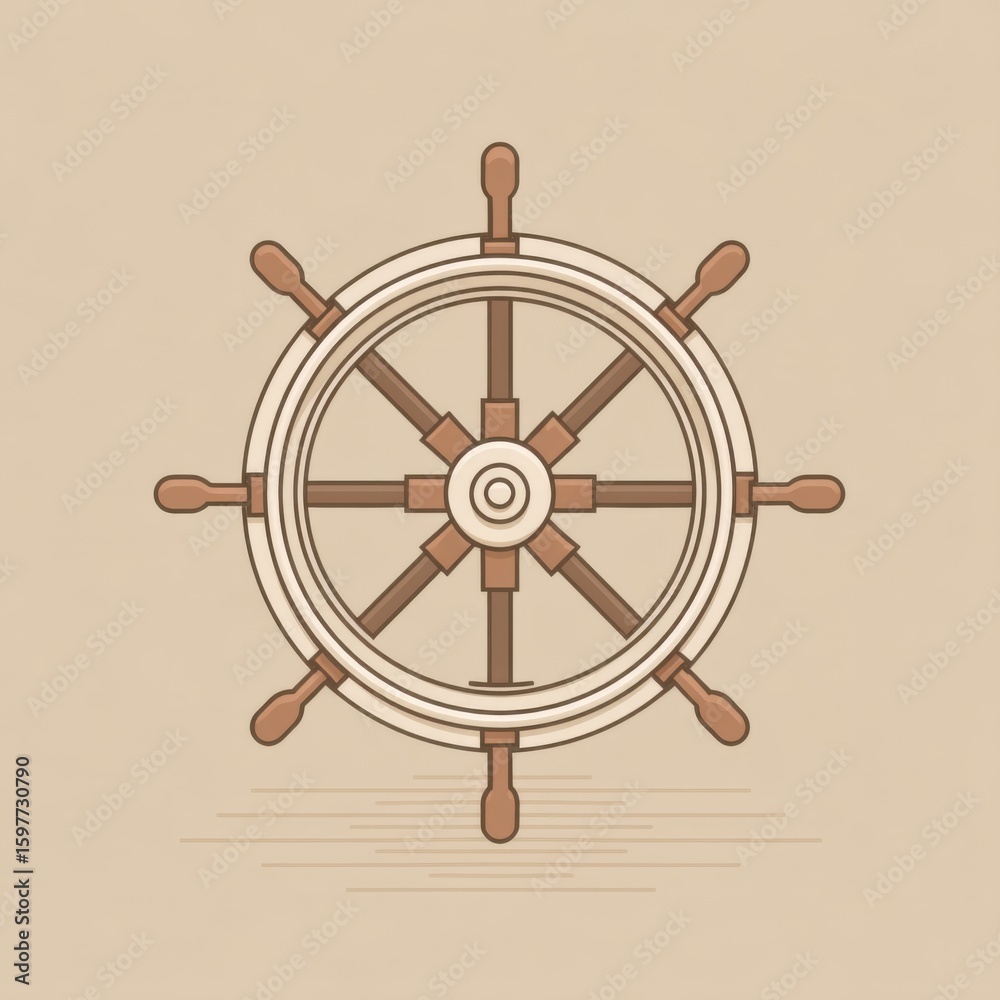 Obraz premium Ship Steering Wheel Maritime Navigation