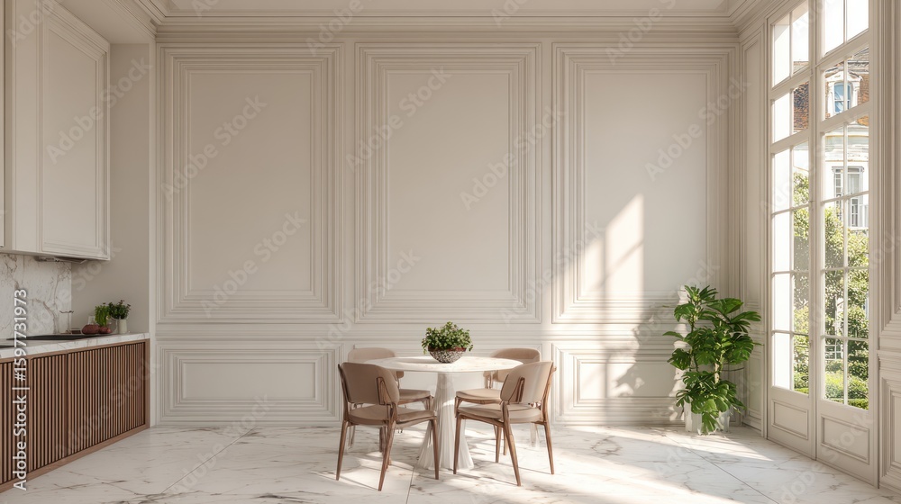 Fototapeta premium Elegant, sunlit kitchen interior