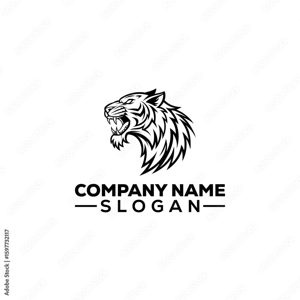 Fototapeta premium Roaring Tiger Head with Crown Logo