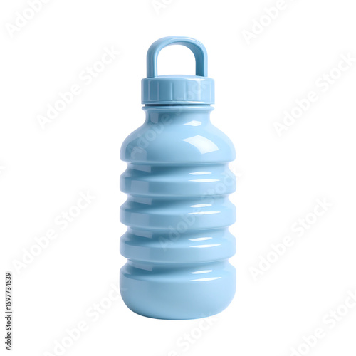 Glossy collapsible water bottle in vibrant blue color, perfect for hydration on go
