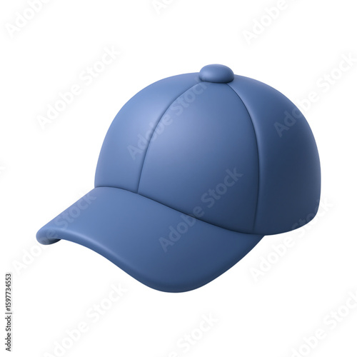 Matte blue baseball cap icon with simple design, perfect for casual wear