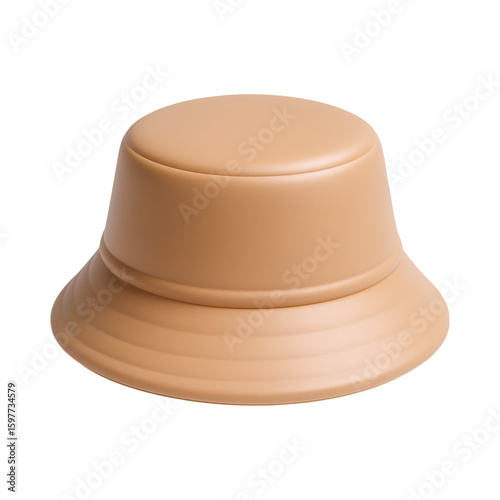 Stylish matte bucket hat in warm beige color, perfect for casual outings and sun protection