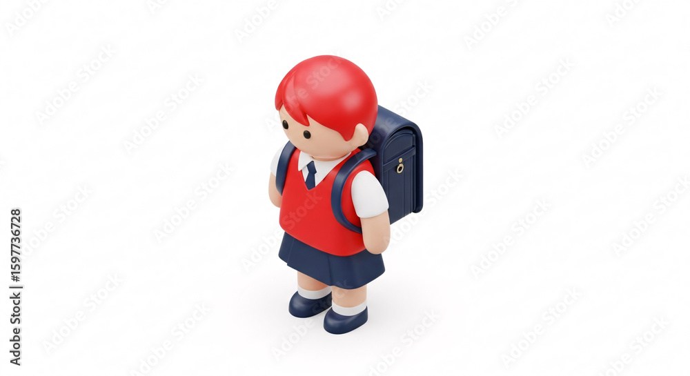 3D Render of a School Student with Red Hair and Backpack. 3D Render of a School Student with Red Hair and Backpack.