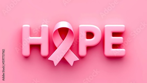 Hope text font ribbon bow pink gradient color background wallpaper hope ribbon bow pink october breast cancer awareness support disease campaign.