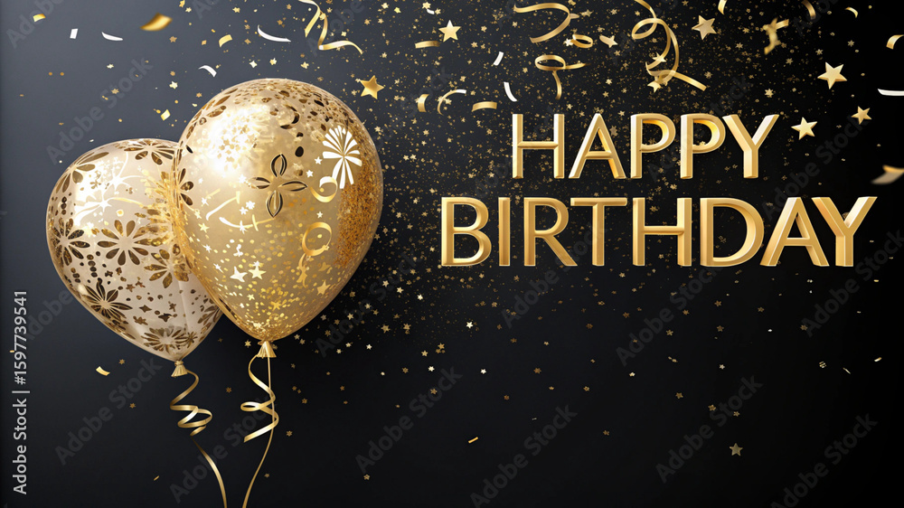 Naklejka premium happy birthday card with balloons