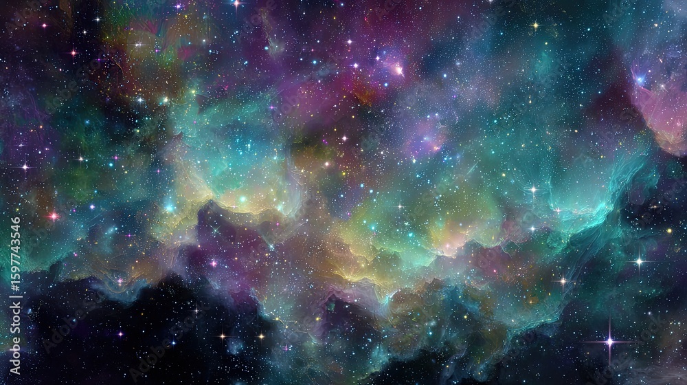 Naklejka premium Colorful Nebulae In Deep Space
