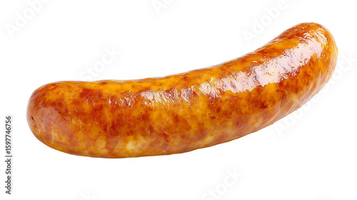Grilled jumbo pork sausage , isolated on white or transparent background, is a fresh, hot, and tasty snack or breakfast meat