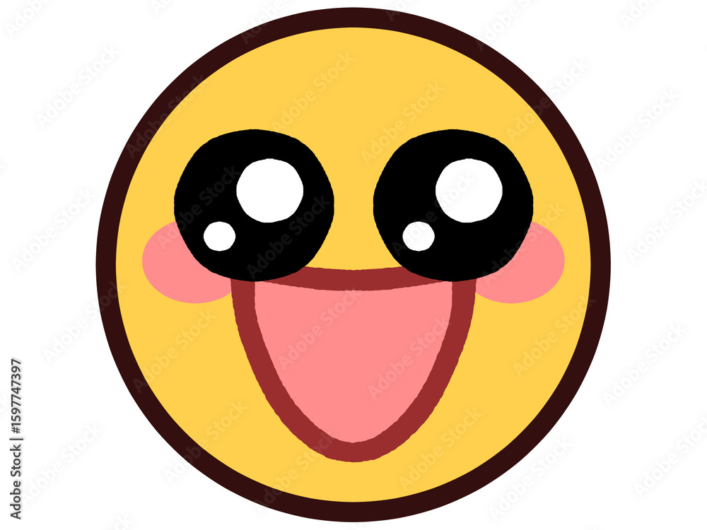 Fototapeta premium 黄色い丸顔が嬉しい顔をしたアイコンイラスト素材