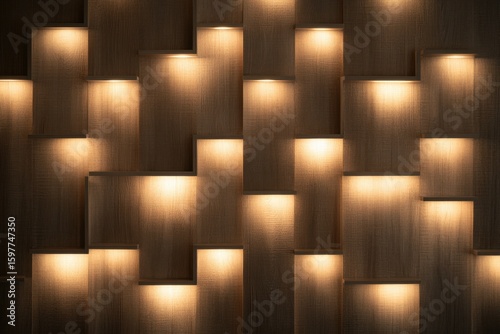 Abstract Geometric Wall with Warm Lighting