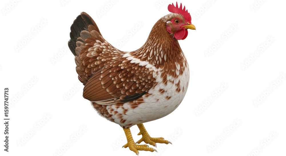 Fototapeta premium Isolated Brown and White Chicken