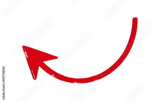 Thin left curved red crayon arrow element design