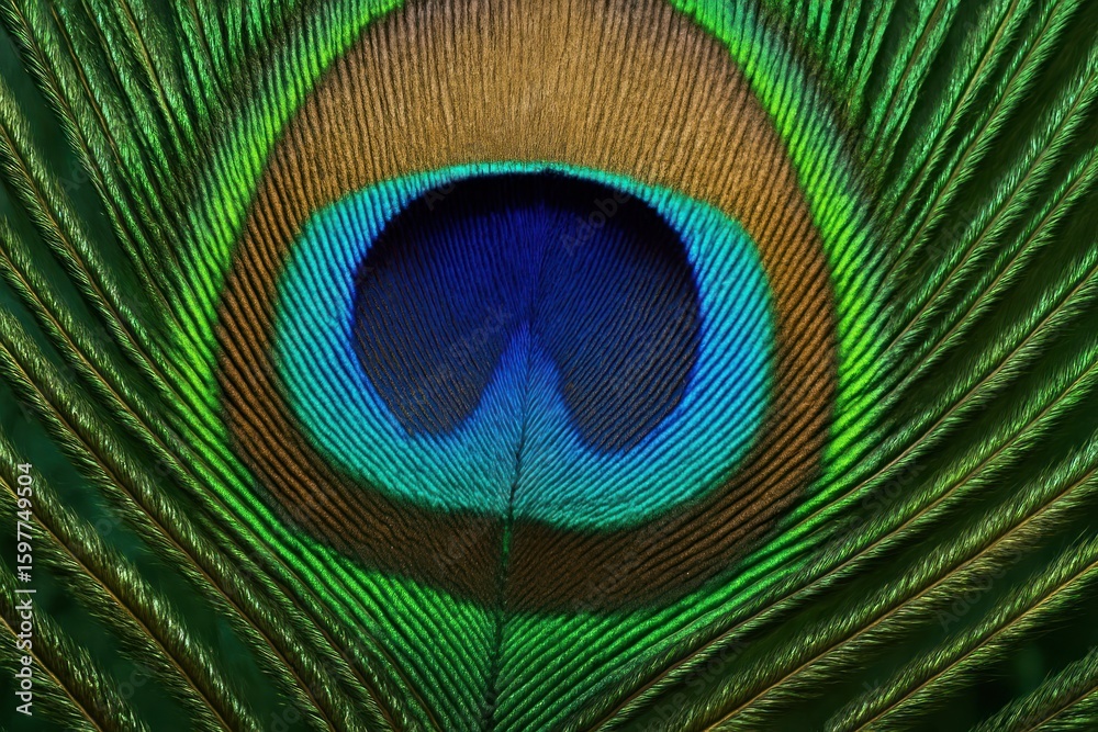 Obraz premium Vibrant peacock feather close-up
