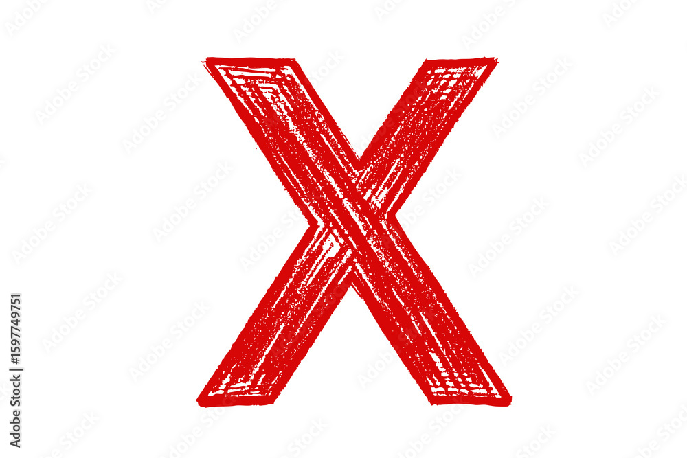 Fototapeta premium Pencil texture X mark. Cross mark element