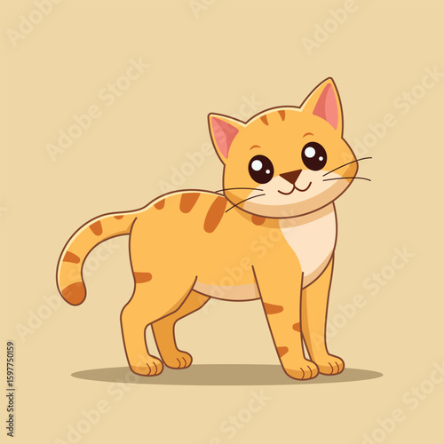 Cute Cat Standing Cartoon Vector Icon Illustration. Animal Nature Icon Concept Isolated Premium Vector. Flat Cartoon Style