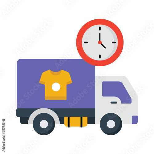 Laundry Van  Flat Vector Icon Eps 10 Files