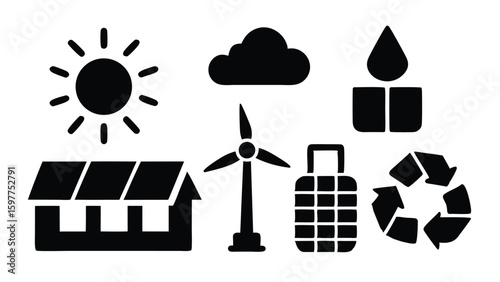 Modern Green Energy Icon Pack Sustainable Power Renewable Resources and Eco Friendly Solutions