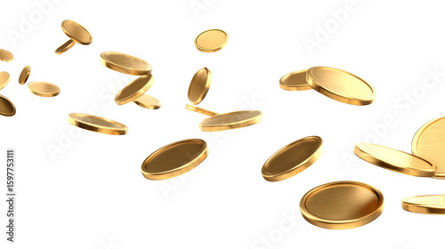 A bunch of gold coins are flying through the air