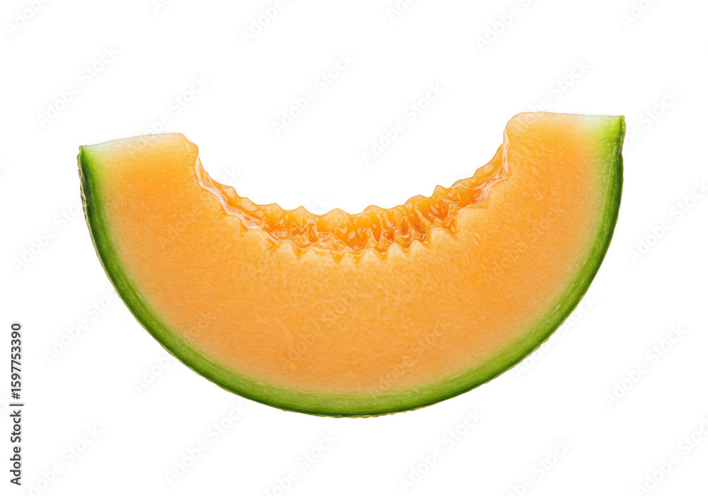 Cantaloupe melon slice fruit food isolated on transparent background