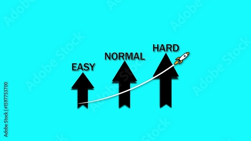 Rocket Ascends Through Difficulty Levels Conceptual Illustration Achieving Goals Overcoming