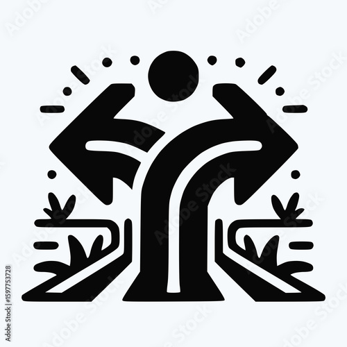Black vector of two opposing arrows side-by-side, direction symbol