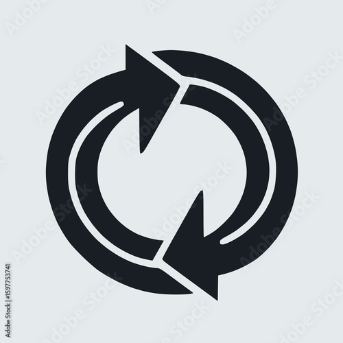 Solid black arrow making a circular loop, reload or refresh icon