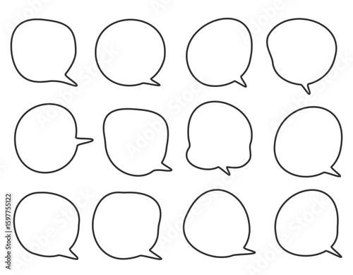 手書き風線の吹き出し　セット　