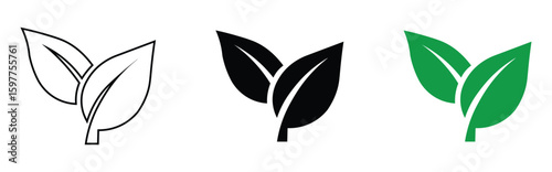 two leaves icon vector. vector logo design with two green leaves for eco-friendly garden products, flat colors on transparent background. eco friendly nature icon. nature ecology with organic plant