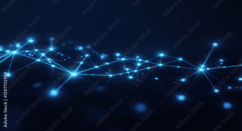 Fototapeta premium Abstract Network Connections with Glowing Blue Lights