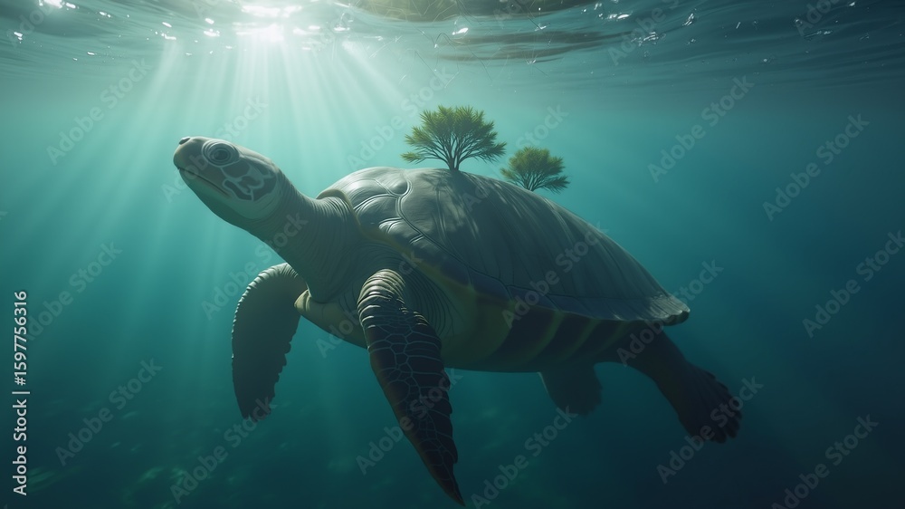 Obraz premium Cosmic Turtle Island