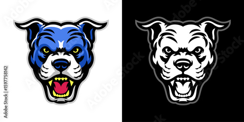 Pitbulls Head Mascot Logo Design Illustration