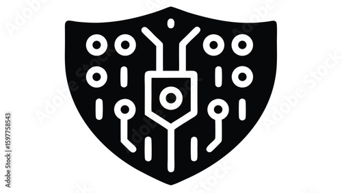 Data Security Shield Icon with Binary Code Digital Protection Symbol