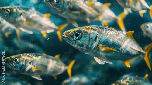 Close-up of a School of Fish Swimming Underwater