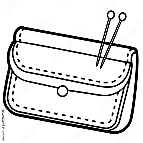 Black and white pouch with sewing needles case pins