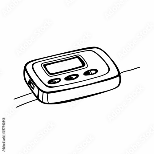 Black and white sketch of a digital counter device electronic technology