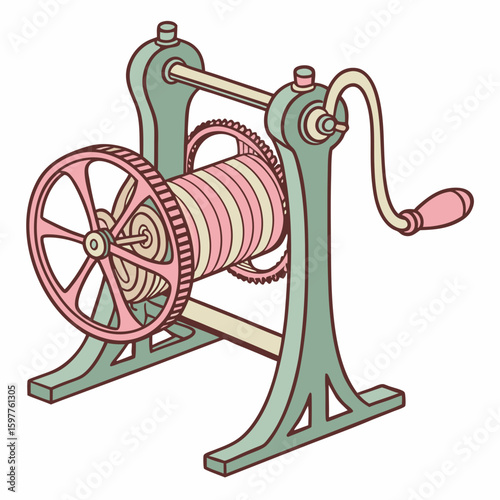 Pastel yarn winder with crank and wheel pastel colors spool