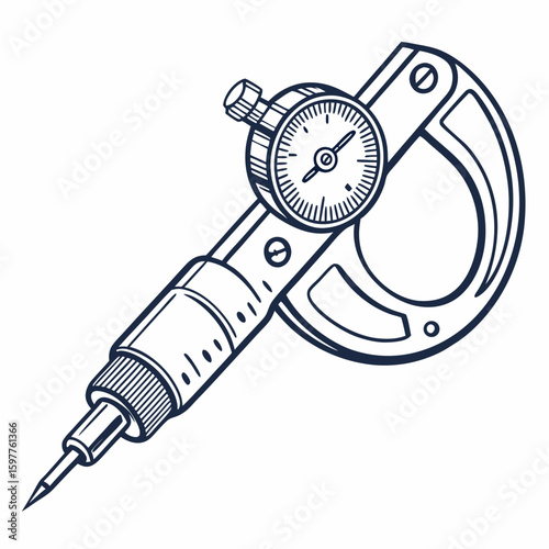 Precision measuring instrument with dial and pointed tip micrometer caliper