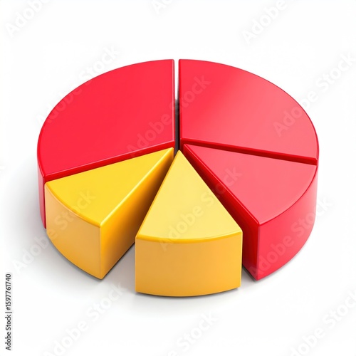 3D Rendered Pie Chart With Highlighted Sections On White Background for Business Analysis and Data Visualization