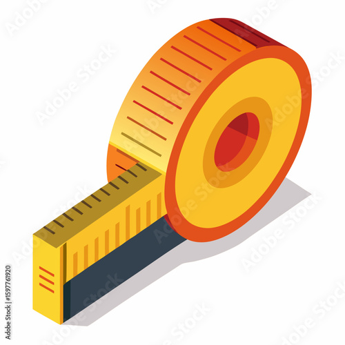 Yellow measuring tape with orange and red accents tape measure tool