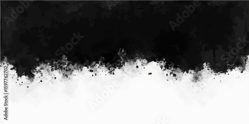 Abstract grunge background with black ink splat and floral design pattern frame
