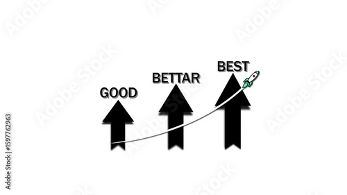 Achieving Excellence Conceptual Visual Rocket Ascending From Good To Best Business Growth