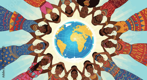 Blue and white background with a patterned globe illustrating continents for a global business concept