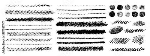 Vector black hand drawn brush stroke, brush, line or texture. Dirty artistic design element, box, frame or background  for text. Halftone texture. Grunge rough edges. Scribble, curves, zigzag. Hatch.