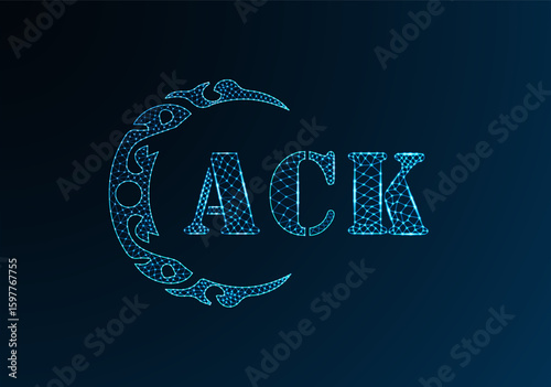 Low poly letter logo ACK design. ACK letter logo low poly vector design on blue color gradient background. ACK logo low poly design